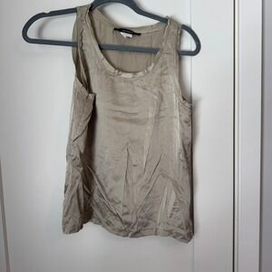 Sandro Peche Silk Tank Top Womens T1 Small Taupe Champagne Made in France Shell